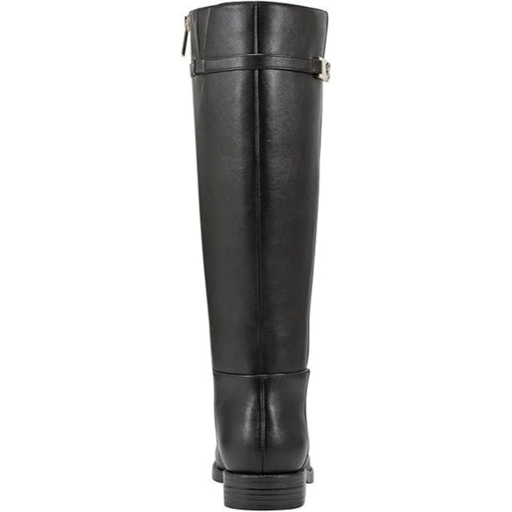 Bandolino Women 7.5 M Black Romi Faux Leather Knee High Riding Boots New W/O Box